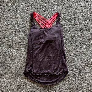 Lululemon Athletica Black Tank Top with Pink Straps